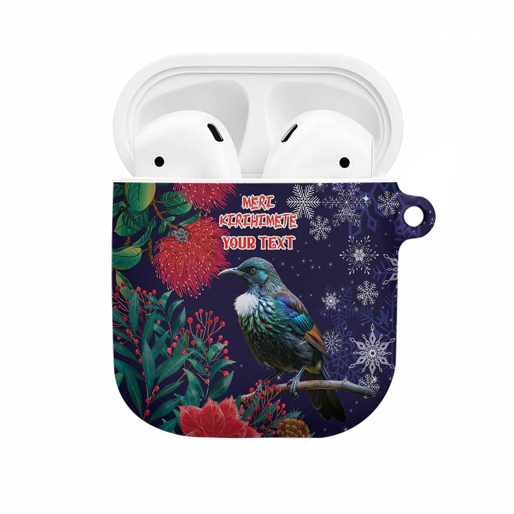 Tui Meri Kirihimete Personalised AirPods Case Pohutukawa Flowers Blue Motif - Aussie Hoodie