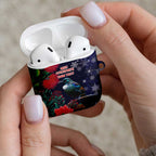 Tui Meri Kirihimete Personalised AirPods Case Pohutukawa Flowers Blue Motif - Aussie Hoodie