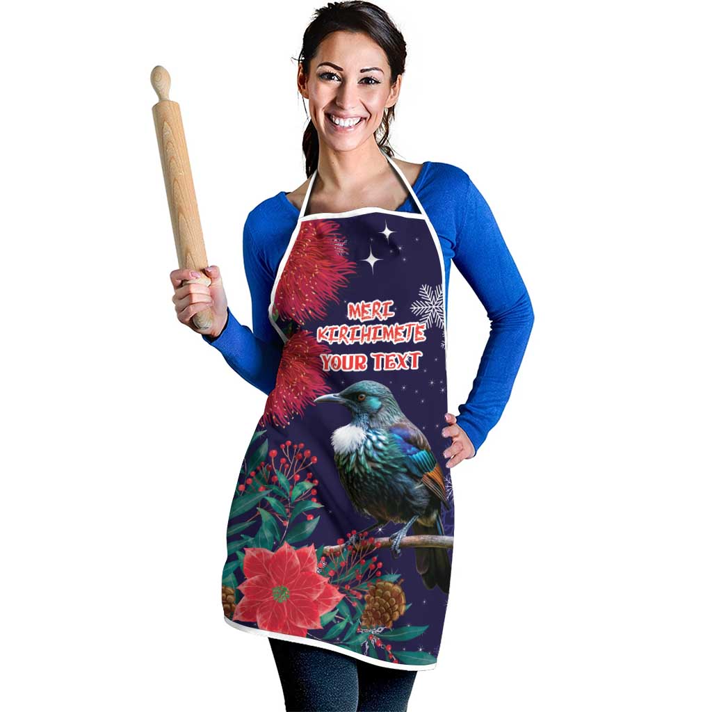 Tui Meri Kirihimete Personalised Apron Pohutukawa Flowers Blue Motif - Aussie Hoodie