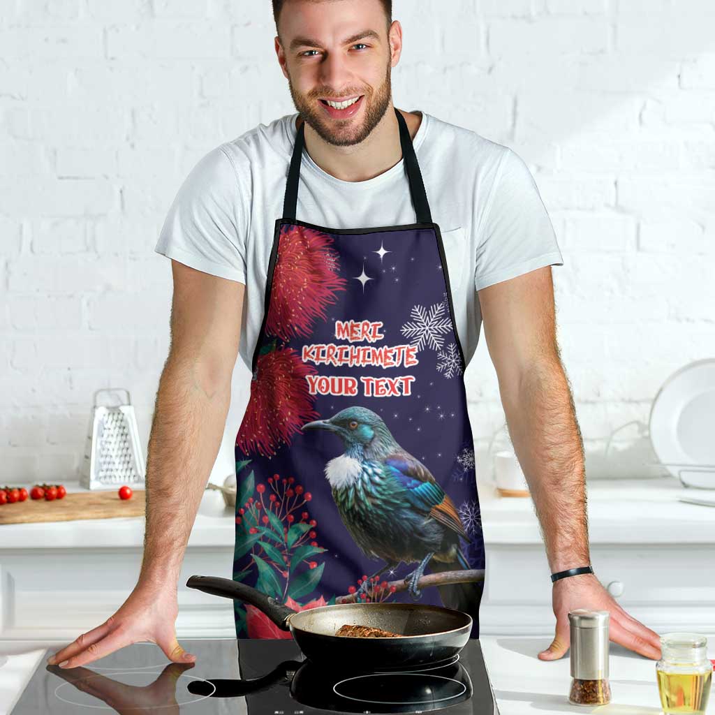 Tui Meri Kirihimete Personalised Apron Pohutukawa Flowers Blue Motif - Aussie Hoodie