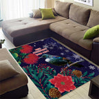 Tui Meri Kirihimete Personalised Area Rug Pohutukawa Flowers Blue Motif - Aussie Hoodie