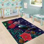Tui Meri Kirihimete Personalised Area Rug Pohutukawa Flowers Blue Motif - Aussie Hoodie