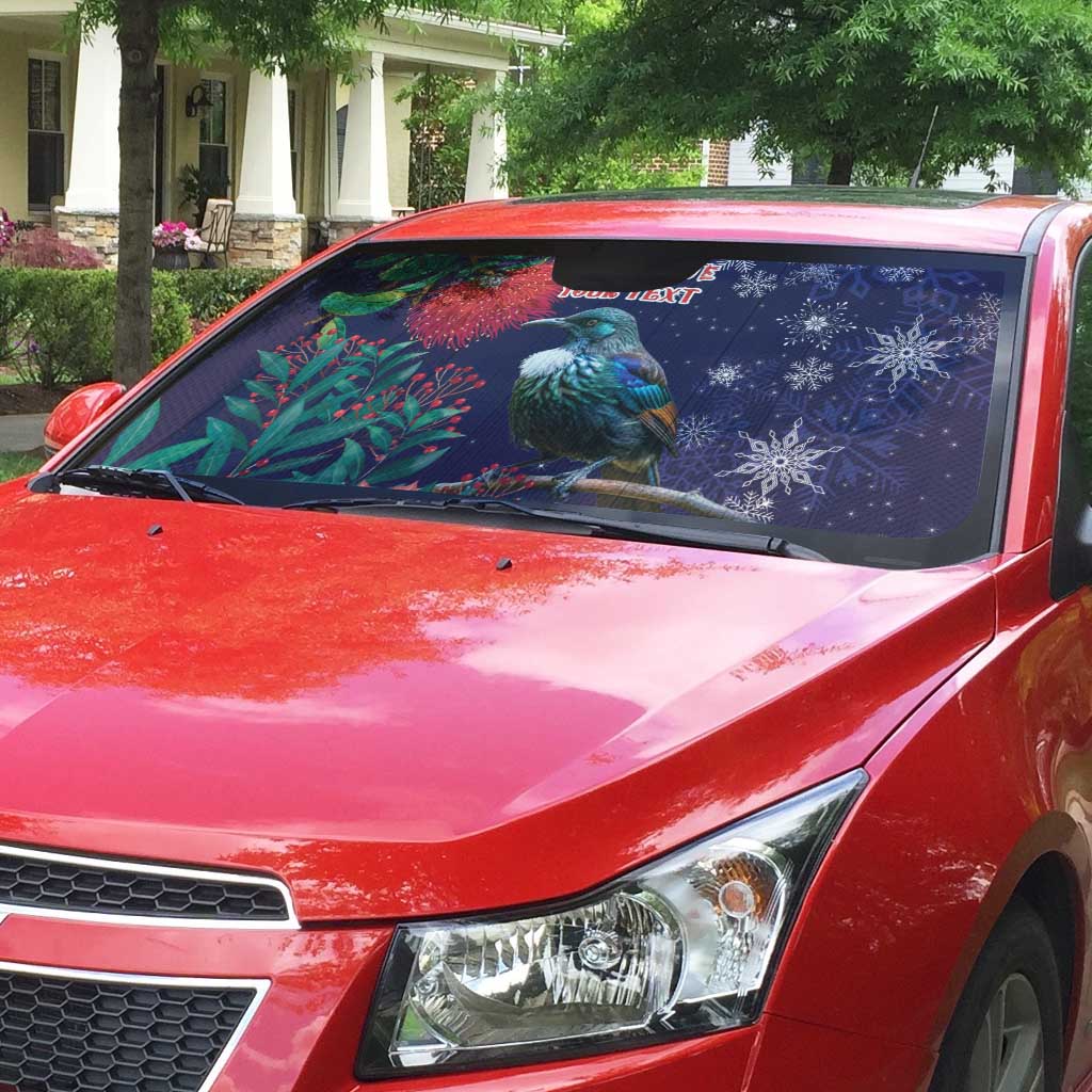 Tui Meri Kirihimete Personalised Auto Sun Shade Pohutukawa Flowers Blue Motif - Aussie Hoodie