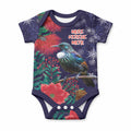 Tui Meri Kirihimete Personalised Baby Onesie Pohutukawa Flowers Blue Motif