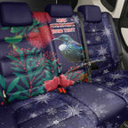 Tui Meri Kirihimete Personalised Back Car Seat Cover Pohutukawa Flowers Blue Motif - Aussie Hoodie