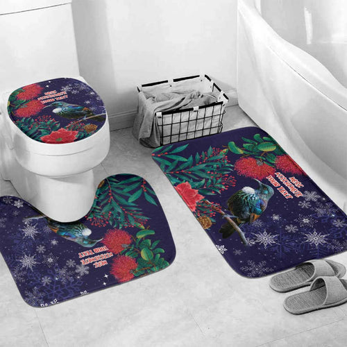 Tui Meri Kirihimete Personalised Bathroom Set Pohutukawa Flowers Blue Motif - Aussie Hoodie
