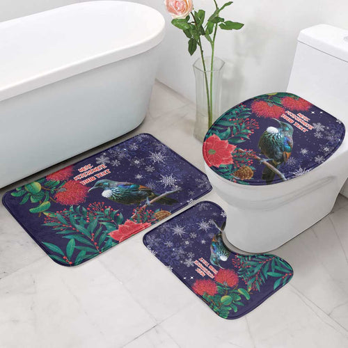 Tui Meri Kirihimete Personalised Bathroom Set Pohutukawa Flowers Blue Motif - Aussie Hoodie