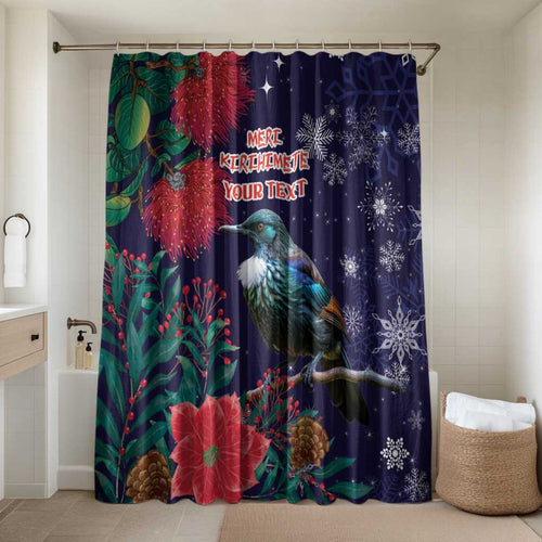 Tui Meri Kirihimete Personalised Bathroom Set Pohutukawa Flowers Blue Motif - Aussie Hoodie