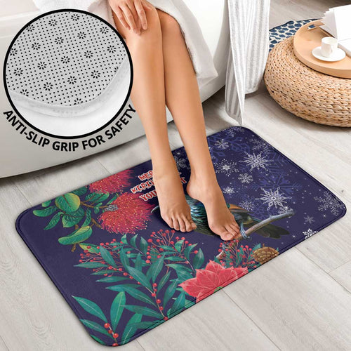 Tui Meri Kirihimete Personalised Bathroom Set Pohutukawa Flowers Blue Motif - Aussie Hoodie