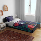 Tui Meri Kirihimete Personalised Bedding Set Pohutukawa Flowers Blue Motif - Aussie Hoodie