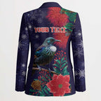 Tui Meri Kirihimete Personalised Blazer Pohutukawa Flowers Blue Motif - Aussie Hoodie