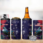 Tui Meri Kirihimete Personalised 4 in 1 Can Cooler Tumbler Pohutukawa Flowers Blue Motif - Aussie Hoodie