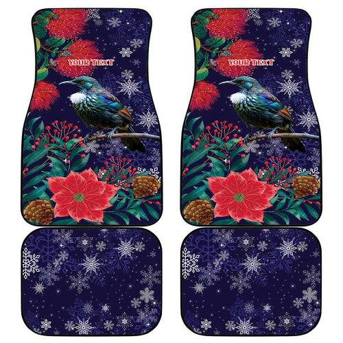 Tui Meri Kirihimete Personalised Car Mats Pohutukawa Flowers Blue Motif - Aussie Hoodie