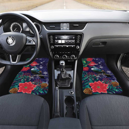 Tui Meri Kirihimete Personalised Car Mats Pohutukawa Flowers Blue Motif - Aussie Hoodie