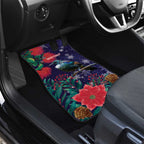 Tui Meri Kirihimete Personalised Car Mats Pohutukawa Flowers Blue Motif - Aussie Hoodie