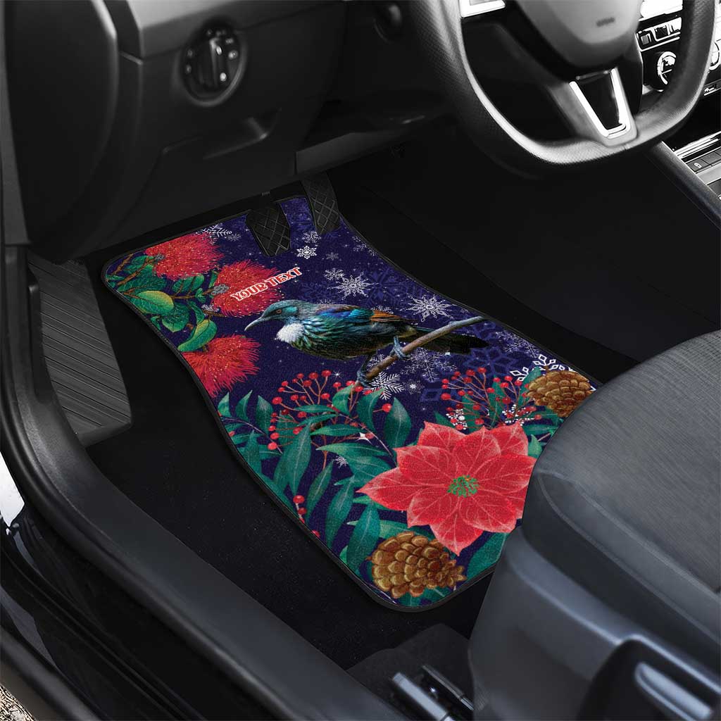 Tui Meri Kirihimete Personalised Car Mats Pohutukawa Flowers Blue Motif - Aussie Hoodie
