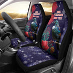 Tui Meri Kirihimete Personalised Car Seat Cover Pohutukawa Flowers Blue Motif - Aussie Hoodie