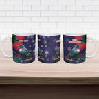Tui Meri Kirihimete Personalised Ceramic Mug Pohutukawa Flowers Blue Motif - Aussie Hoodie