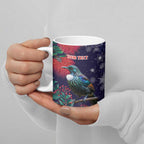 Tui Meri Kirihimete Personalised Ceramic Mug Pohutukawa Flowers Blue Motif - Aussie Hoodie