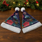 Tui Meri Kirihimete Personalised Christmas Santa Hat Pohutukawa Flowers Blue Motif - undefined