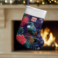 Tui Meri Kirihimete Personalised Christmas Stocking Pohutukawa Flowers Blue Motif - Aussie Hoodie