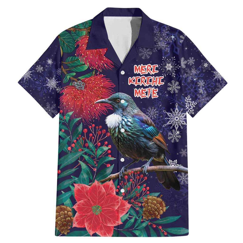 Tui Meri Kirihimete Personalised Family Matching Mermaid Dress and Hawaiian Shirt Pohutukawa Flowers Blue Motif - Aussie Hoodie