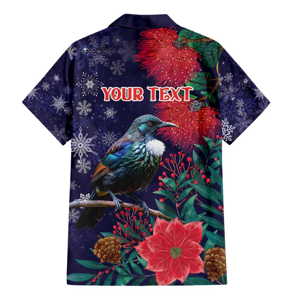 Tui Meri Kirihimete Personalised Family Matching Mermaid Dress and Hawaiian Shirt Pohutukawa Flowers Blue Motif - Aussie Hoodie
