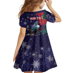 Tui Meri Kirihimete Personalised Family Matching Off Shoulder Short Dress and Hawaiian Shirt Pohutukawa Flowers Blue Motif - Aussie Hoodie