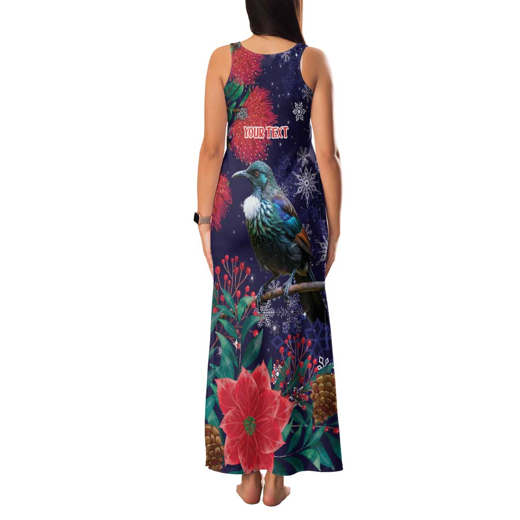 Tui Meri Kirihimete Personalised Family Matching Tank Maxi Dress and Hawaiian Shirt Pohutukawa Flowers Blue Motif - Aussie Hoodie