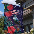 Tui Meri Kirihimete Personalised Garden Flag Pohutukawa Flowers Blue Motif - Aussie Hoodie