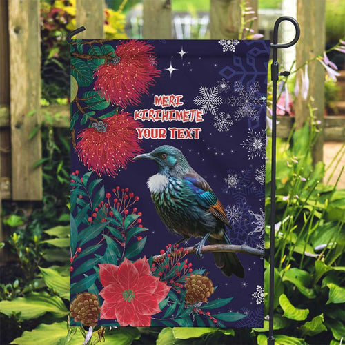 Tui Meri Kirihimete Personalised Garden Flag Pohutukawa Flowers Blue Motif - Aussie Hoodie