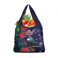Tui Meri Kirihimete Personalised Grocery Bag Pohutukawa Flowers Blue Motif - Aussie Hoodie