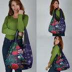 Tui Meri Kirihimete Personalised Grocery Bag Pohutukawa Flowers Blue Motif - Aussie Hoodie
