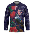Tui Meri Kirihimete Personalised Hockey Jersey Pohutukawa Flowers Blue Motif - Aussie Hoodie