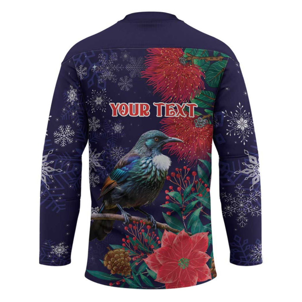 Tui Meri Kirihimete Personalised Hockey Jersey Pohutukawa Flowers Blue Motif - Aussie Hoodie