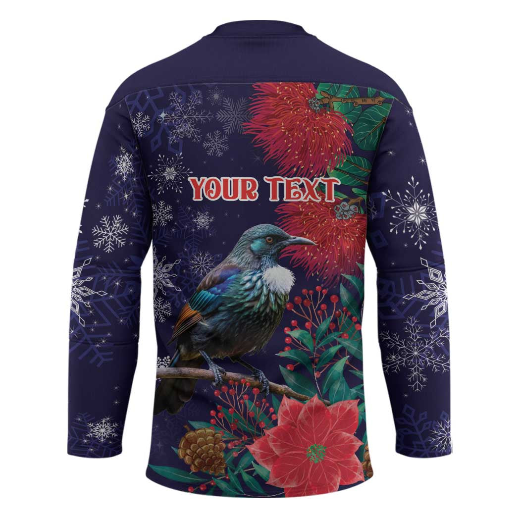 Tui Meri Kirihimete Personalised Hockey Jersey Pohutukawa Flowers Blue Motif - Aussie Hoodie