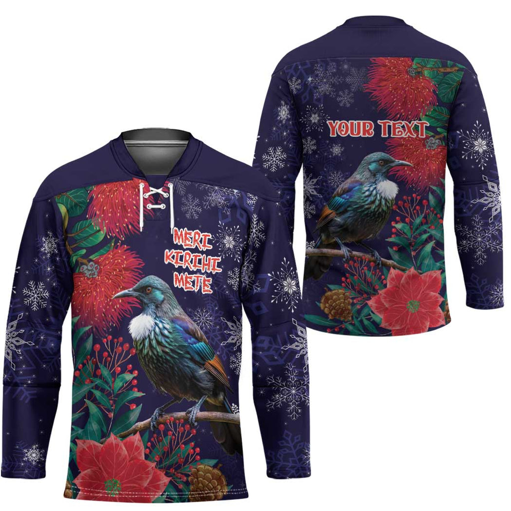 Tui Meri Kirihimete Personalised Hockey Jersey Pohutukawa Flowers Blue Motif - Aussie Hoodie