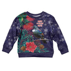 Tui Meri Kirihimete Personalised Kid Ugly Christmas Sweater Pohutukawa Flowers Blue Motif - Aussie Hoodie