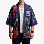 Tui Meri Kirihimete Personalised Kimono Pohutukawa Flowers Blue Motif - Aussie Hoodie