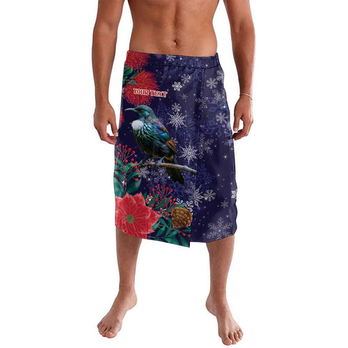 Tui Meri Kirihimete Personalised Lavalava Pohutukawa Flowers Blue Motif - Aussie Hoodie