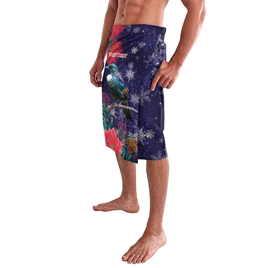 Tui Meri Kirihimete Personalised Lavalava Pohutukawa Flowers Blue Motif - Aussie Hoodie