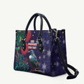 Tui Meri Kirihimete Personalised Leather Bag Pohutukawa Flowers Blue Motif - Aussie Hoodie