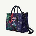 Tui Meri Kirihimete Personalised Leather Bag Pohutukawa Flowers Blue Motif - Aussie Hoodie