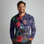 Tui Meri Kirihimete Personalised Long Sleeve Polo Shirt Pohutukawa Flowers Blue Motif - Aussie Hoodie
