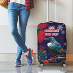 Tui Meri Kirihimete Personalised Luggage Cover Pohutukawa Flowers Blue Motif - Aussie Hoodie