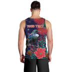 Tui Meri Kirihimete Personalised Men Tank Top Pohutukawa Flowers Blue Motif - Aussie Hoodie