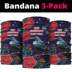 Tui Meri Kirihimete Personalised Neck Gaiter Pohutukawa Flowers Blue Motif - Aussie Hoodie