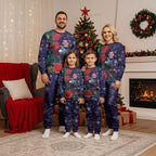 Tui Meri Kirihimete Personalised Christmas Pajama Set Pohutukawa Flowers Blue Motif - Aussie Hoodie