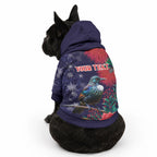 Tui Meri Kirihimete Personalised Pet Hoodie Pohutukawa Flowers Blue Motif