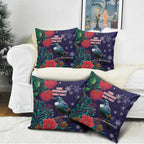 Tui Meri Kirihimete Personalised Pillow Cover Pohutukawa Flowers Blue Motif - Aussie Hoodie